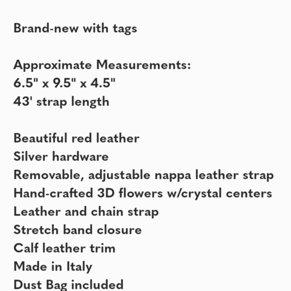 🔹️MCM 🔹️Red Leather Run Candy Small Crystal Flower Small Flap Shoulder Bag NWT - Picture 7 of 8